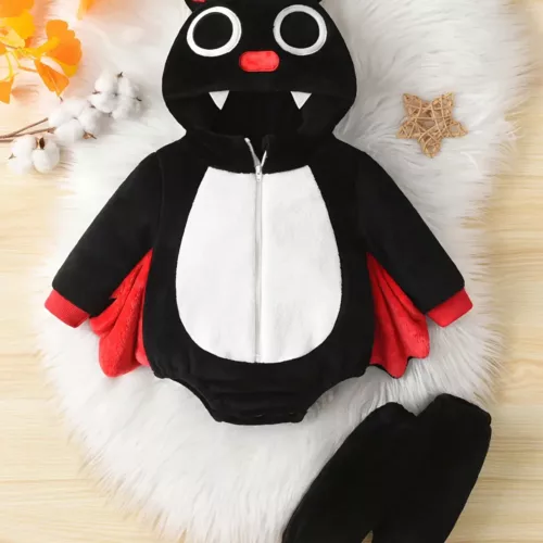 Combinaison à capuche enfant motif animal en polaire douce – style dessin animé