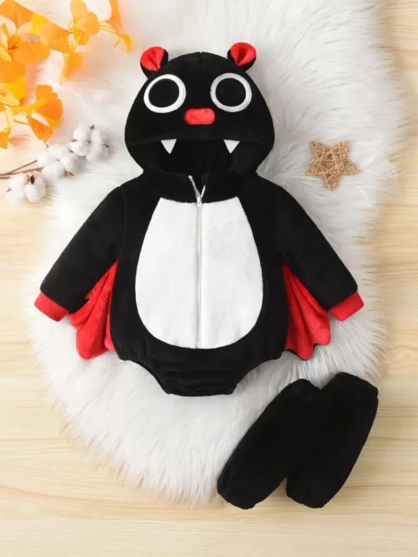 Combinaison à capuche enfant motif animal en polaire douce – style dessin animé