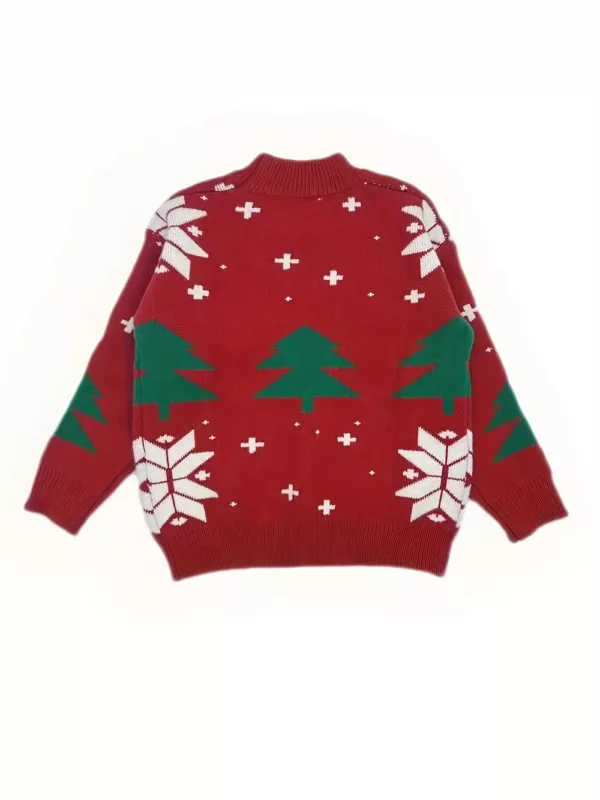 Pull de Noël enfant fille – motif renne en maille chaude style décontracté
