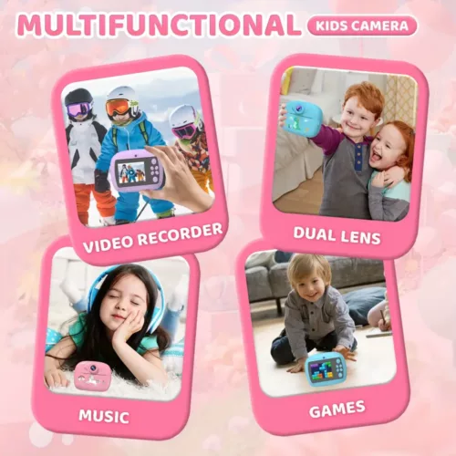 Appareil photo instantané enfant 1080P – double objectif, impression HD