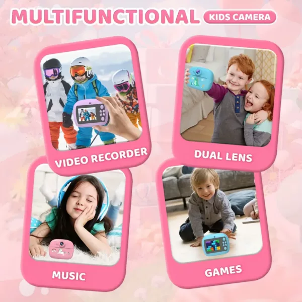 Appareil photo instantané enfant 1080P – double objectif, impression HD