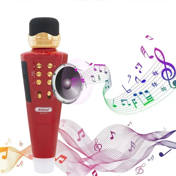 Microphone karaoké sans fil avec haut-parleur Bluetooth et port USB intégré