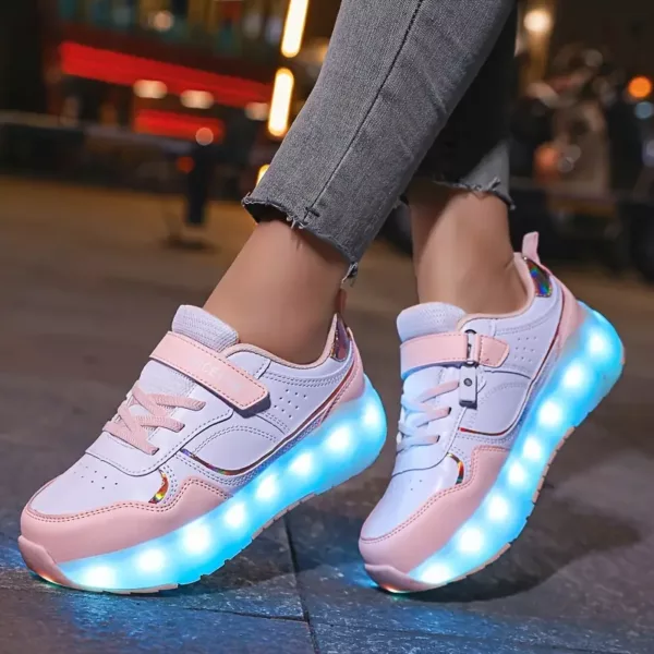 Patins à roulettes LED avec baskets respirantes – style skate pour ados