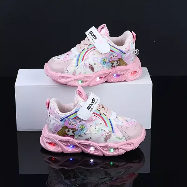 Baskets lumineuses enfant à motifs dessin animé – chaussures sport fille LED