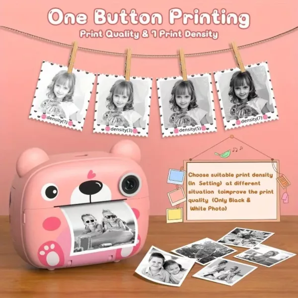 Appareil photo instantané enfant à impression thermique – double objectif et selfie
