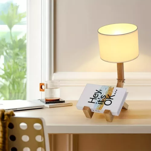 Support tablette en bois réglable avec bras flexible – usage lit ou canapé