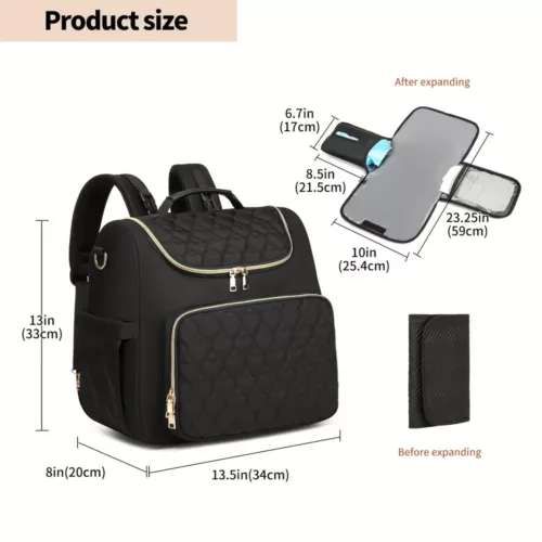 Sac à langer multi-poches avec poches isothermes et station de change intégrée