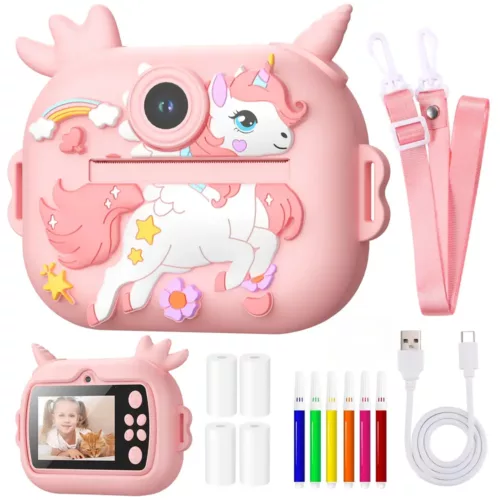 Appareil photo instantané enfant 2 en 1 avec selfie, vidéo HD et impression thermique