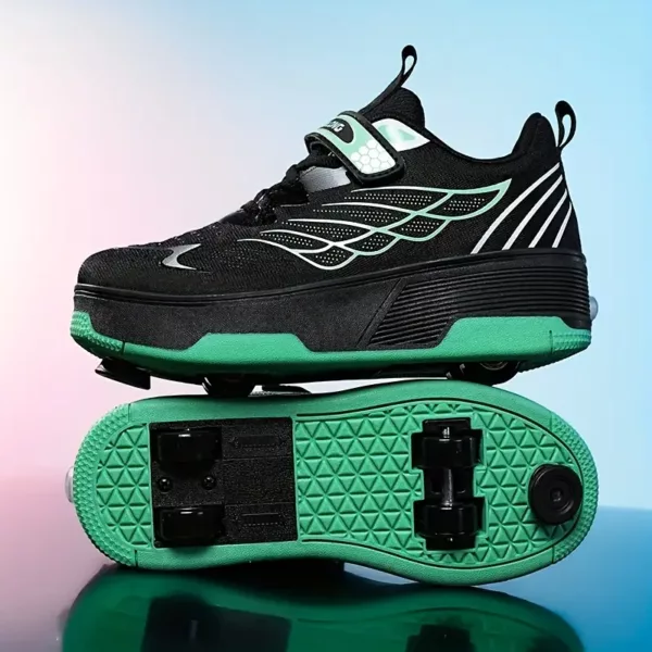 Chaussures à roulettes détachables pour enfants – baskets respirantes 4 roues