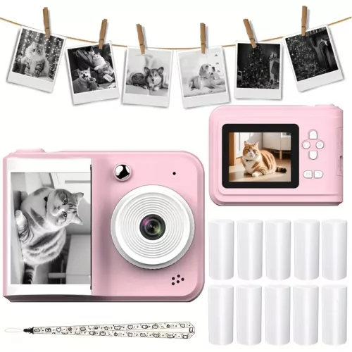Appareil photo instantané enfant numérique – double objectif, carte SD incluse