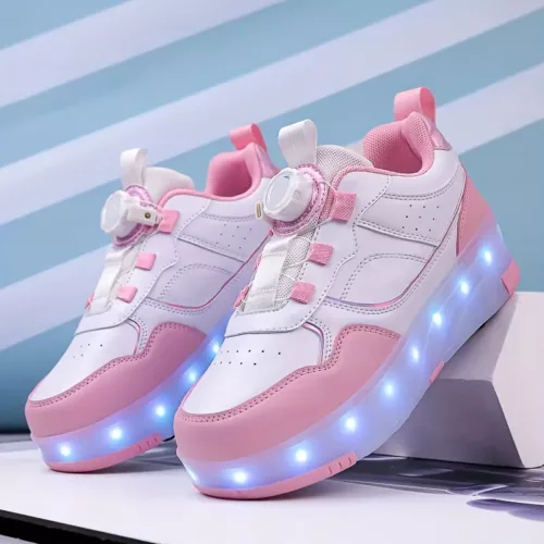 Chaussures à roulettes LED rechargeables pour filles – style 1980s lumineux