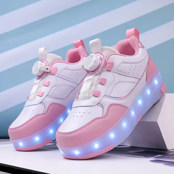 Chaussures à roulettes LED rechargeables pour filles – style 1980s lumineux