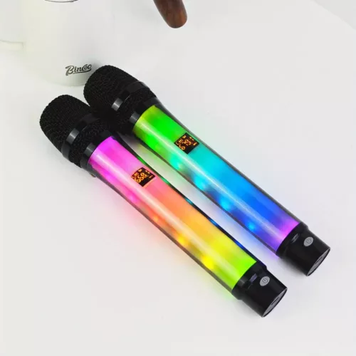 Microphone sans fil rétro à LED – changement de couleur et haut-parleur intégré