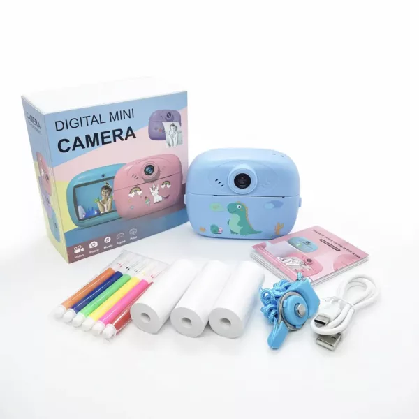 Appareil photo instantané enfant avec batterie longue durée et 3 rouleaux photo