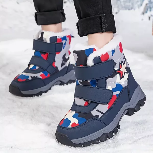 Bottes de neige enfant camouflage imperméables – doublure chaude hiver