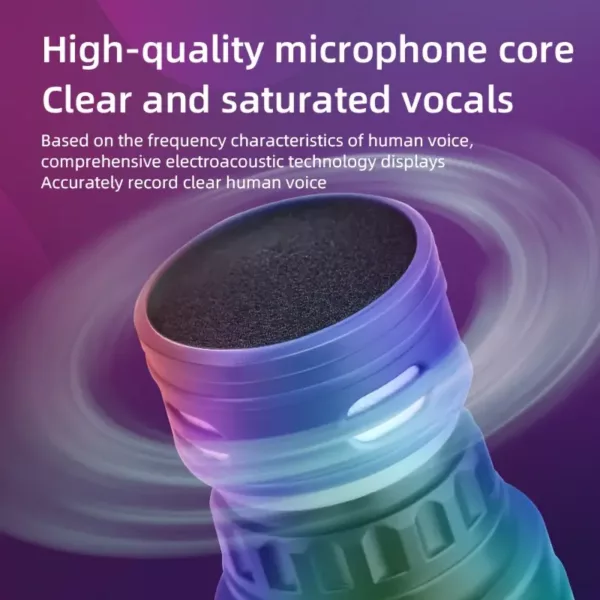 Microphone sans fil rétro à LED – changement de couleur et haut-parleur intégré