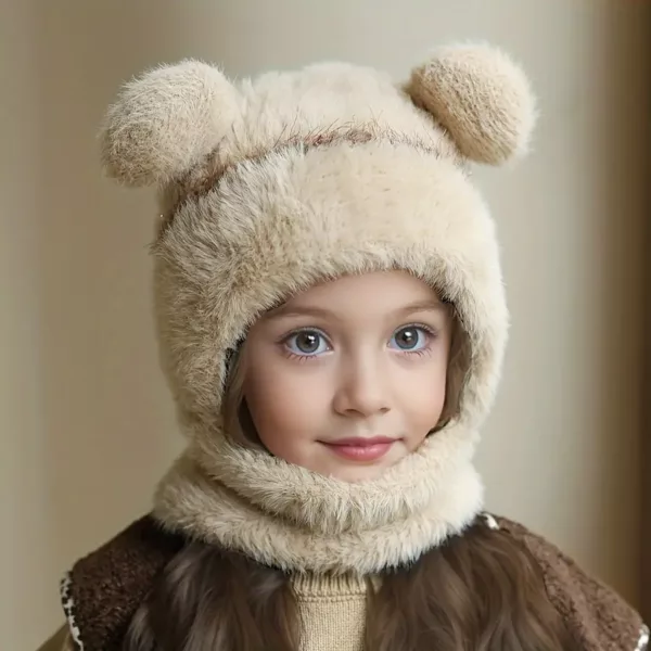 Bonnet enfant tricoté avec cache-cou intégré – chaud et idéal en hiver