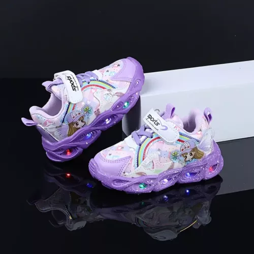 Baskets lumineuses enfant à motifs dessin animé – chaussures sport fille LED