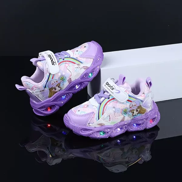 Baskets lumineuses enfant à motifs dessin animé – chaussures sport fille LED