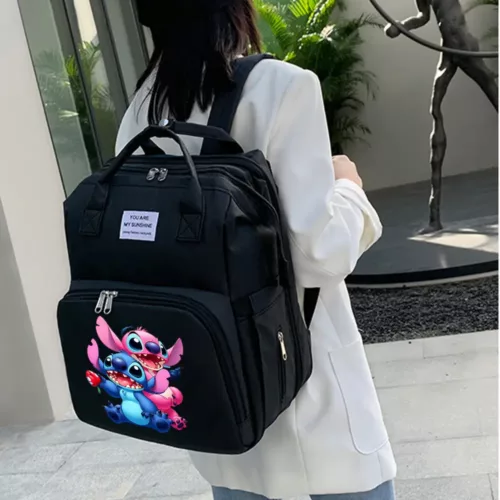 Sac à langer pliable avec berceau intégré et poches isolées – motif Stitch Disney