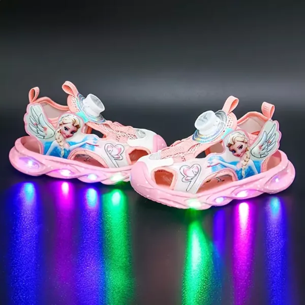 Sandales fille lumineuses style princesse – design ange scintillant à boucle