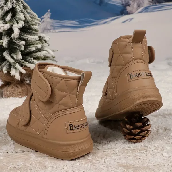 Bottes de neige enfant imperméables doublées fourrure – hiver mixte chaud