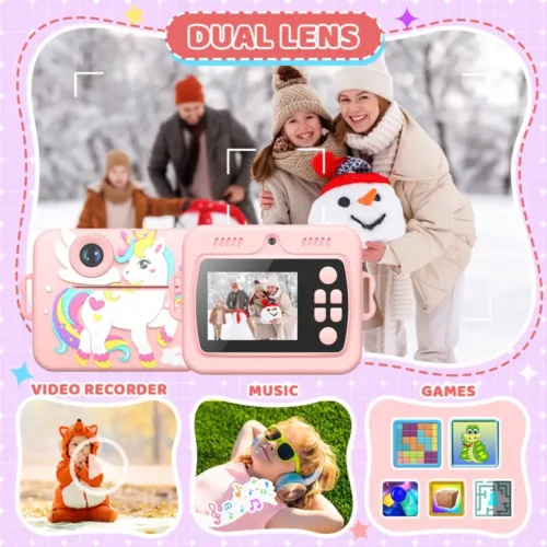 Appareil photo instantané enfant 48MP – Vidéo HD, zoom 8x, design licorne amusant