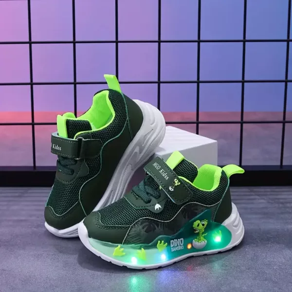 Baskets enfant motif dinosaure – chaussures légères respirantes demi-saison