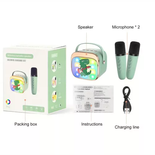 Enceinte karaoké portable sans fil avec micro et lumières LED intégrées