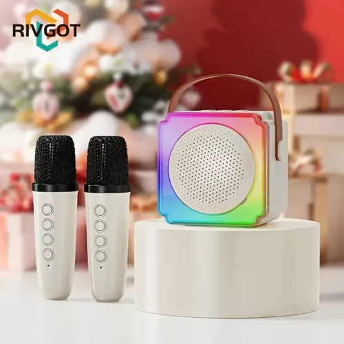 Machine karaoké portable avec 2 micros filaires et haut-parleur intégré pour soirées