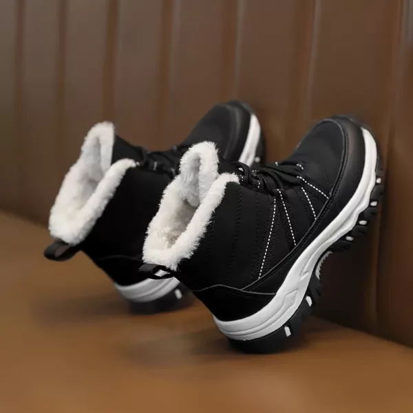 Bottes de neige enfant mi-hautes à lacets – doublure polaire chaude antidérapante
