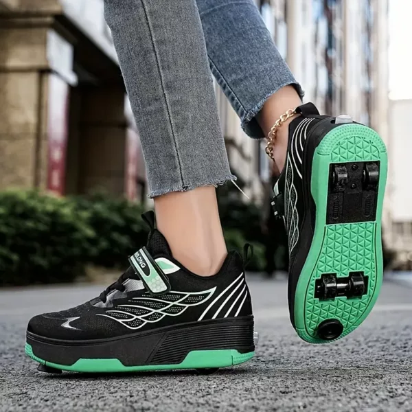 Chaussures à roulettes détachables pour enfants – baskets respirantes 4 roues