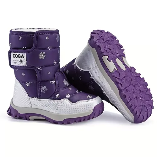 Bottes de neige enfant imperméables avec doublure chaude et motif flocon