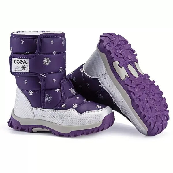Bottes de neige enfant imperméables avec doublure chaude et motif flocon