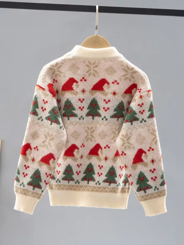 Pull de Noël enfant en tricot doux motif renne – chaud et confortable