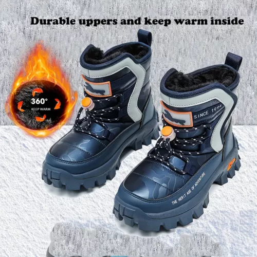 Bottes de neige enfant imperméables camouflage – chaleur et adhérence hiver