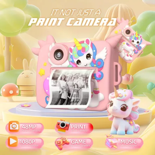 Appareil photo instantané enfant HD 1080P – caméra amusante avec impression intégrée