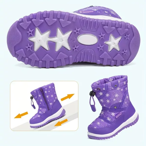 Bottes de neige enfant imperméables doublées chaud – scratchs et semelle TPR antidérapante