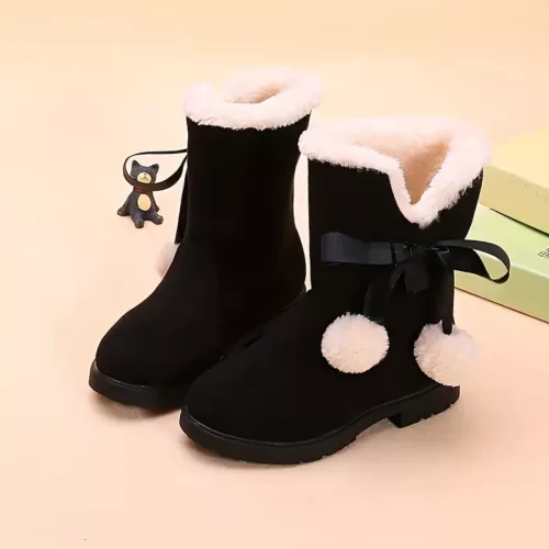 Bottes de neige fille fourrées polaire – fermeture zip, semelle PVC antidérapante
