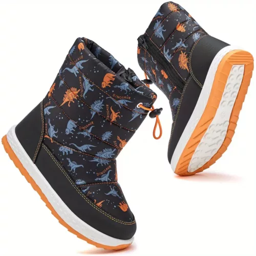 Bottes de neige enfant avec motifs dinosaure – imperméables et chaudes