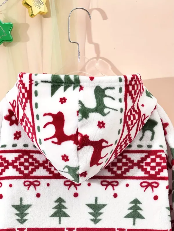 Cardigan de Noël enfant à capuche – maille douce motif renne festif