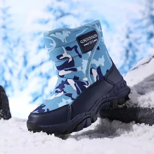 Bottes de neige enfant camouflage imperméables – chaleur et confort hivernal