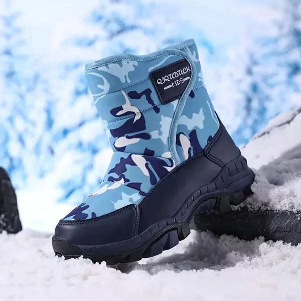 Bottes de neige enfant camouflage imperméables – chaleur et confort hivernal