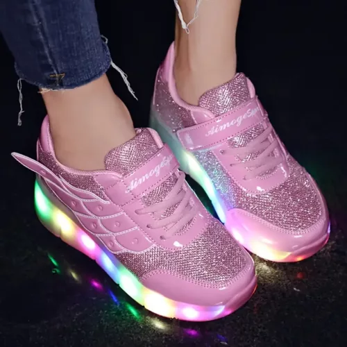 Chaussures à roulettes lumineuses pour enfants – design scintillant et tendance