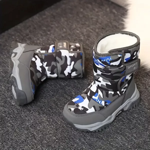 Bottes de neige enfant imperméables doublées chaud - camouflage hiver unisexe