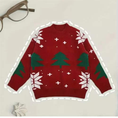 Pull de Noël enfant fille – motif renne en maille chaude style décontracté