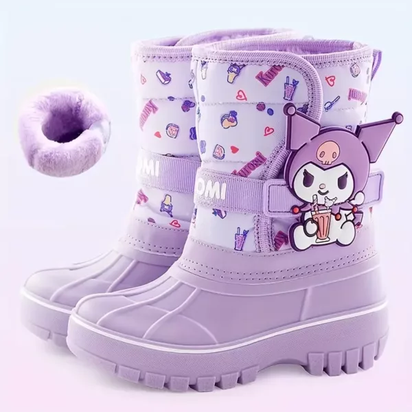 Bottes de pluie fille fourrées imperméables – hiver chaud et antidérapantes