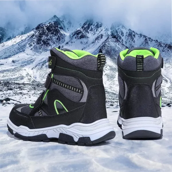 Bottes de neige garçon mi-hautes à scratch – chaudes et imperméables