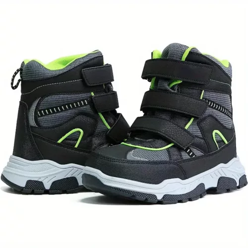 Bottes de neige garçon mi-hautes à scratch – chaudes et imperméables