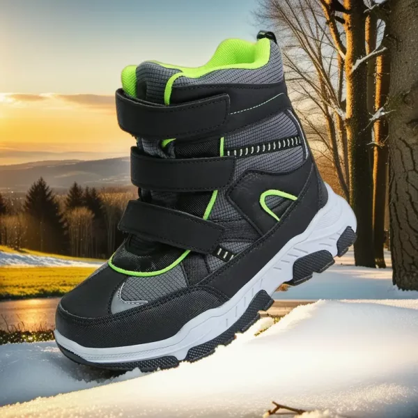 Bottes de neige garçon mi-hautes à scratch – chaudes et imperméables
